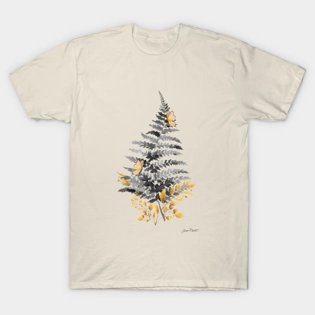 Gold And Black Botanicals B T-Shirt by Jean Plout Designs